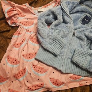 GAP Soft Blue Fleece Hoodie W/🍉 Top Or Dress